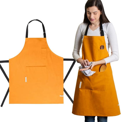 Cotton Canvas Apron for Women & Men – Adjustable Neck Strap & Waist Ties by Unknown