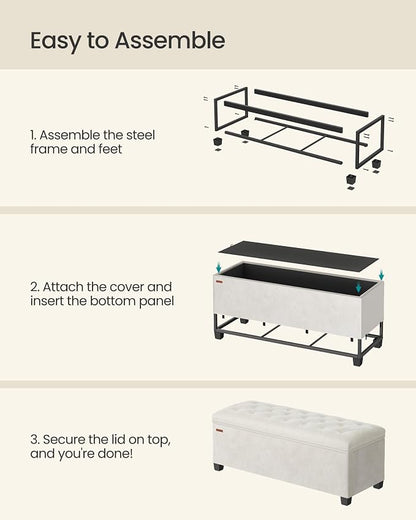 SONGMICS Velvet Storage Ottoman Bench, Foot Rest - Image 6