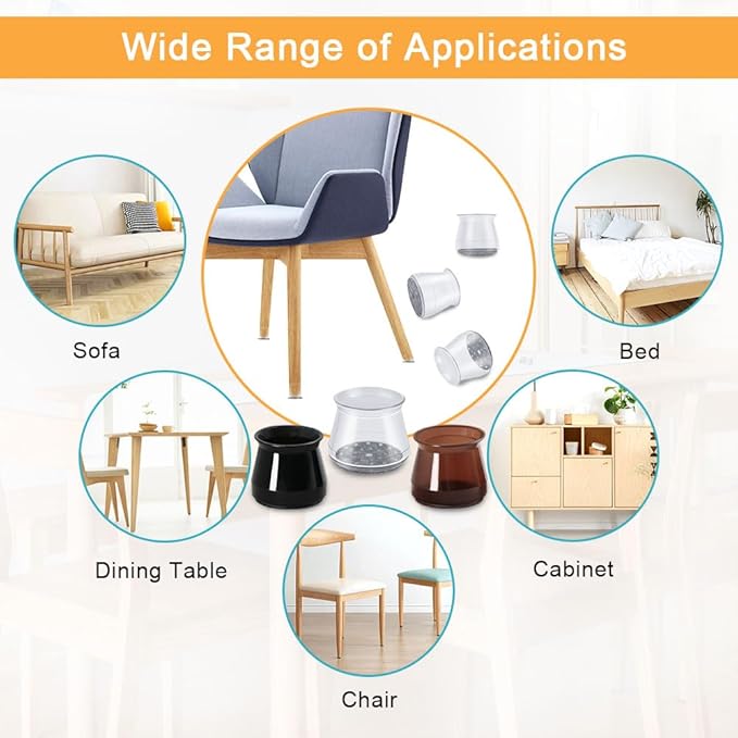 32 Pcs Chair Leg Protectors for Hardwood Floors, Silicone Felt Furniture Leg - Image 5