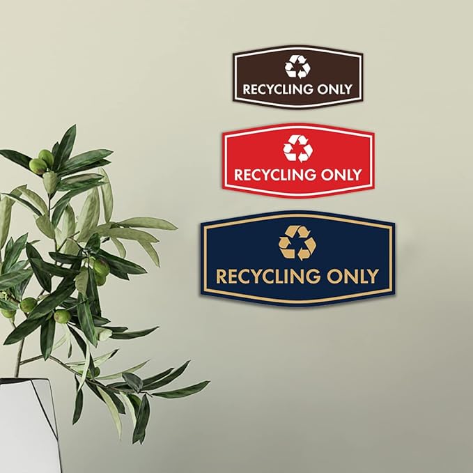 Fancy Recycling Only Sign (Navy Blue/Gold) - Medium