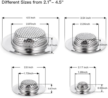4 Pack Heavy Duty Stainless Steel Kitchen Sink Drain Strainer, Bathroom Hair - Image 2
