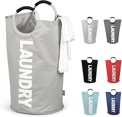 DOKEHOM 125L X-Large Collapsible Washing Laundry Basket Bag (7 Colors) for Bedroom, Fabric (Grey, XL)