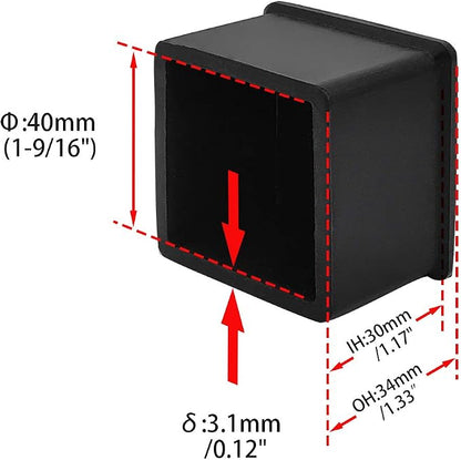 Flyshop Non-Slip Thick Rubber Leg Tips Floor Protectors Square Chair Leg Caps - Image 2