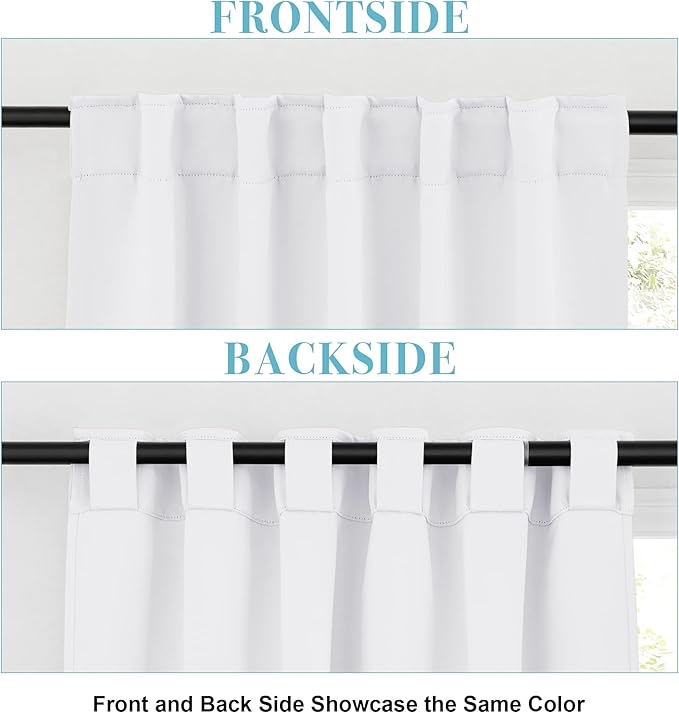 RYB HOME Small Window Curtains - Blackout Insualting Privacy Curtains for Kids Bedroom Kitchen Bathroom Basement Cafe Cabinet Tiers Drapes, 34 Width x 30 Length, 2 Panels, Pure White