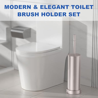 Brushed Nickel Toilet Brush and Holder Set, 304 Stainless Steel Toilet Brush - Image 7