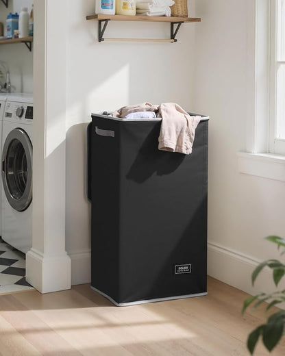 SOLEDI Laundry Hamper Black with Lid and Removable Bag - 100L Large and Tall Laundry Basket Collapsible with Handle for Clothing and Toys Storage - Dirty Clothes Hamper for Bedroom, bathroom, dorm