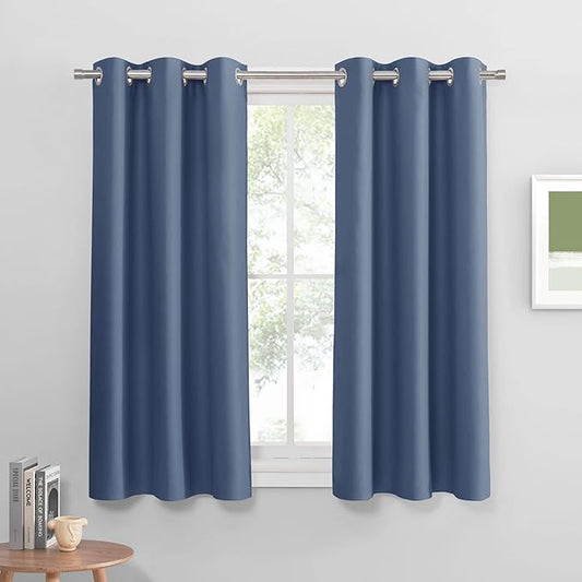 PONY DANCE Stone Blue Small Curtains by PONYDANCE
