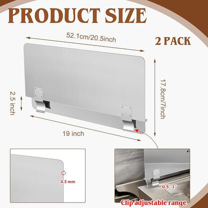 Ferraycle 2 Packs Stainless Steel Fryer Splash Guard Commercial Side Stove - Image 2