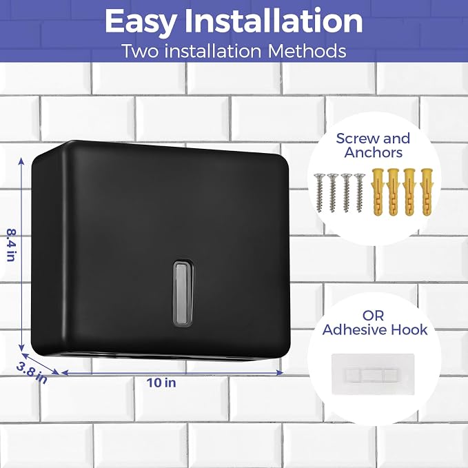 2-Pack Multifold Paper Towel Dispenser Wall Mount – Large Capacity C-Fold - Image 3