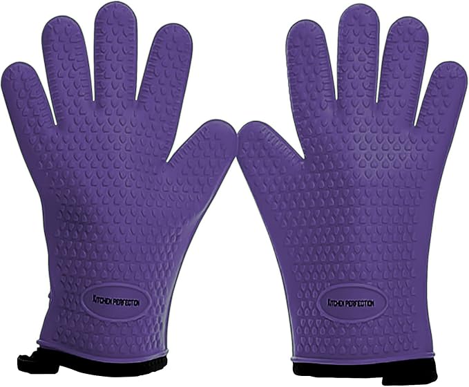 KITCHEN PERFECTION Silicone Smoker Oven Gloves -Extreme Heat Resistant BBQ by Kitchenperfection