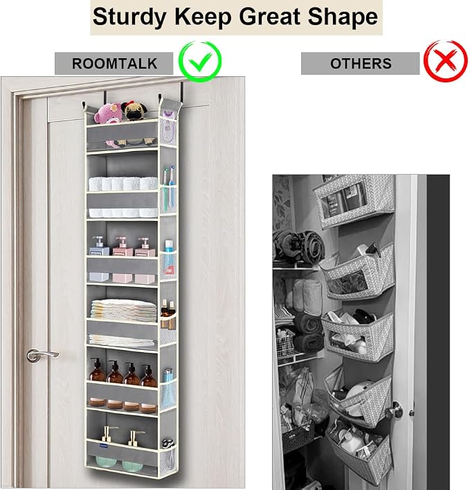 Over The Door Organizer 6-Shelves and 12 Side Pockets, Over The Door Storage - Image 3