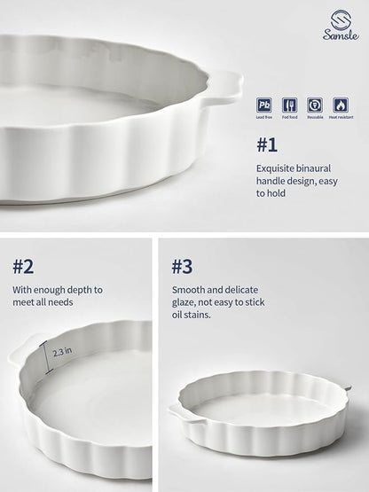 Samsle Ceramic Pie Pan For Baking, 13Inch Round Baking Dish - Image 6