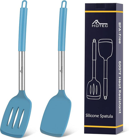 HOTEC Silicone Spatula Set of 2 Heat-Resistant 600°F & BPA-Free Kitchen by Hotec