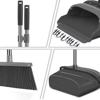 kelamayi Broom and Dustpan Set for Home, Indoor&Outdoor Sweeping, Stand Up - Image 3