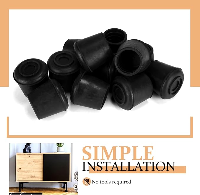 7/8" Round Rubber Chair Leg Tips Caps, Chair Leg Floor Protectors, Non-Slip - Image 7