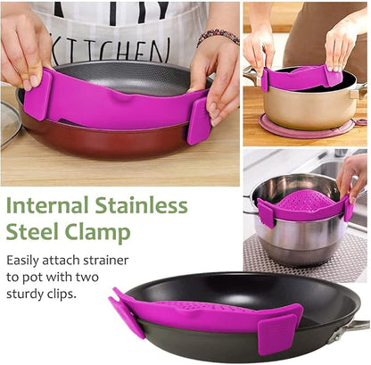 YEVIOR Clip on Strainer for Pots Pan Pasta, Silicone Food Strainer Hands-Free - Image 5