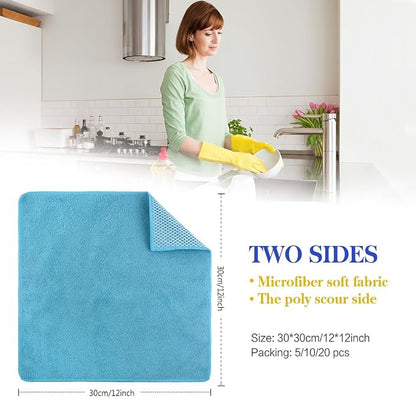 SINLAND 5 Color Assorted Microfiber Dish Cloth Best Kitchen Cloths Cleaning - Image 2