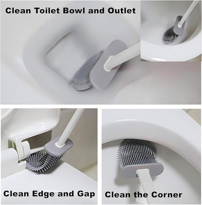 Toilet Brush with Holder Silicone Toilet Brush and Cleaning Brush - Image 6