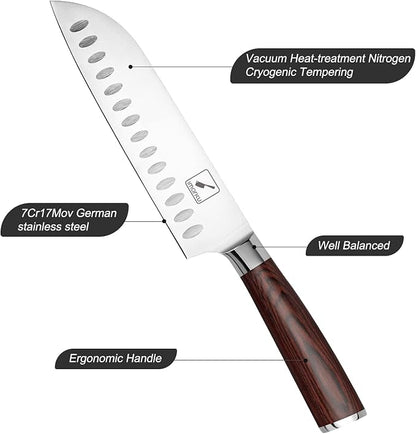 imarku Santoku Knife 7 inch Kitchen Knife Ultra Sharp Asian Knife Japanese Chef - Image 2