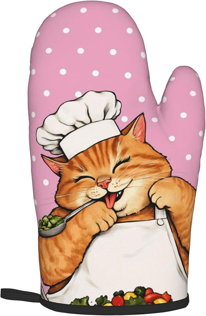 Cat Oven Mitts - Pink Oven Mitts and Pot Holders Sets of 2 Cute Kitten Cooker - Image 8