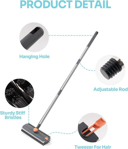 3-in-1 Floor Scrub Brush with Long Handle, Scrape and Heavy-Duty Stiff Bristle - Image 4