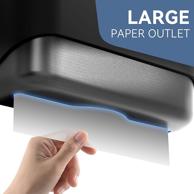 Commercial Paper Towel Dispenser Wall Mount C-Fold Multifold Trifold Towels Dispenser for Bathroom，Two Key Lock Design No-Drilling Adhesive & Screws Included, ABS Built (Black-PN6012)