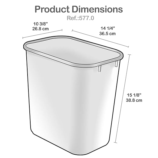 Acrimet Wastebasket, Deskside Bin, 6.75 Gallon/ 27 Quart/ 24 Liter (Plastic) (Black Color) (Set of 4)