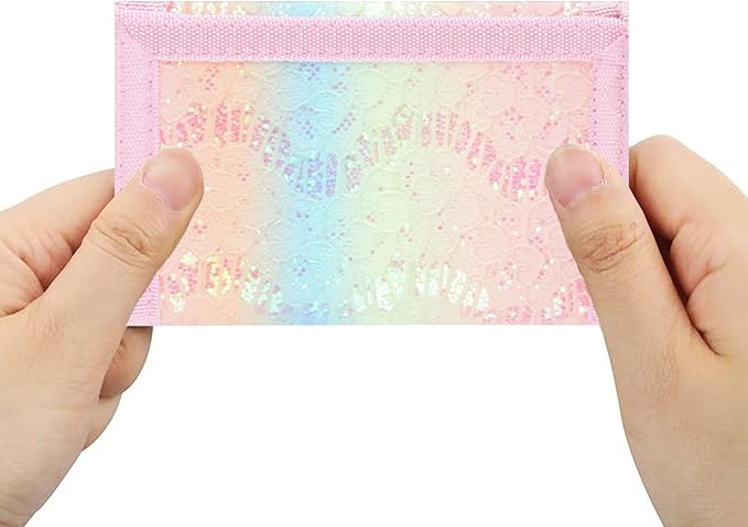 NEICY RFID Blocking Canvas Wallet for Men and Women - Camo Trifold Outdoor Sports Wallets with Magic Sticker for Teen Kids (Rainbow4)