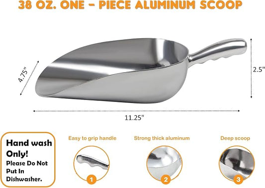 Cast Aluminum Utility Scoop - 38 oz. - Round Bottom - Image 2