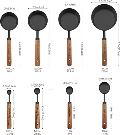 Black Measuring Cups and Spoons Set, Measuring Spoons and Measuring Cup Set - Image 2