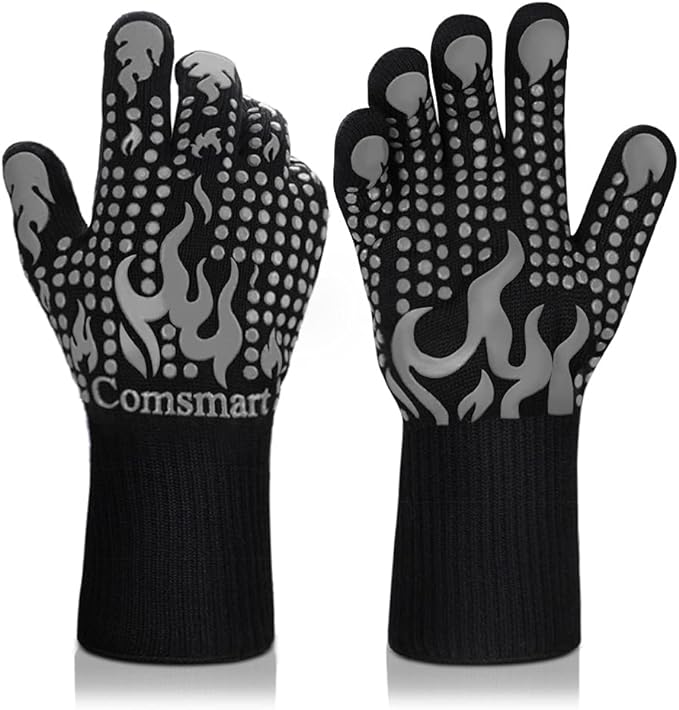 Comsmart BBQ Gloves, 1472 Degree F Heat Resistant Grilling Gloves Silicone by Comsmart