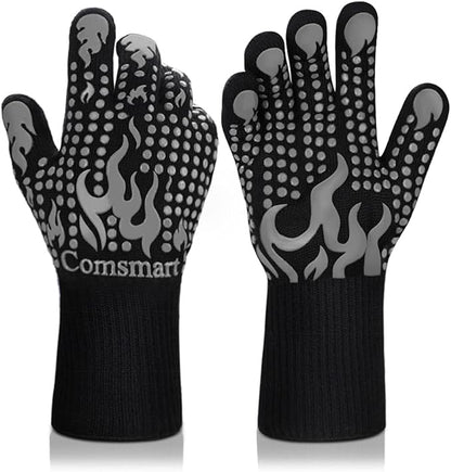 Comsmart BBQ Gloves, 1472 Degree F Heat Resistant Grilling Gloves Silicone by Comsmart