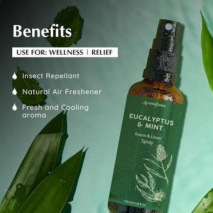 Eucalyptus & Mint Room, Linen & Pillow Spray by Aromafume | 100ml/3.38fl oz | - Image 6