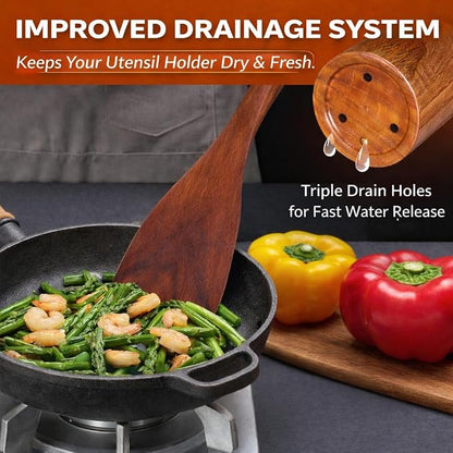 12-Piece Premium Teak Wooden Cooking Utensils Set – Heat-Resistant Spoons & - Image 5
