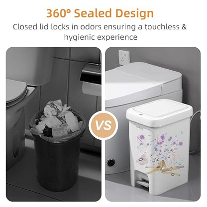 MOPALL Trash Can with Lid, Garbage Can with Press Top & Foot Pedal, Kitchen - Image 4