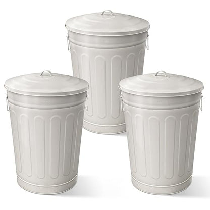 Plexon Round Trash Can 13 Gallon, Vintage Metal Outdoor Trash Can by Plexon