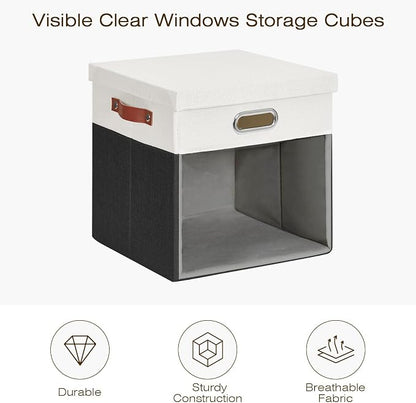 Fabric Storage Cubes with Clear Windows and Lids, Decorative Storage Boxes - Image 3