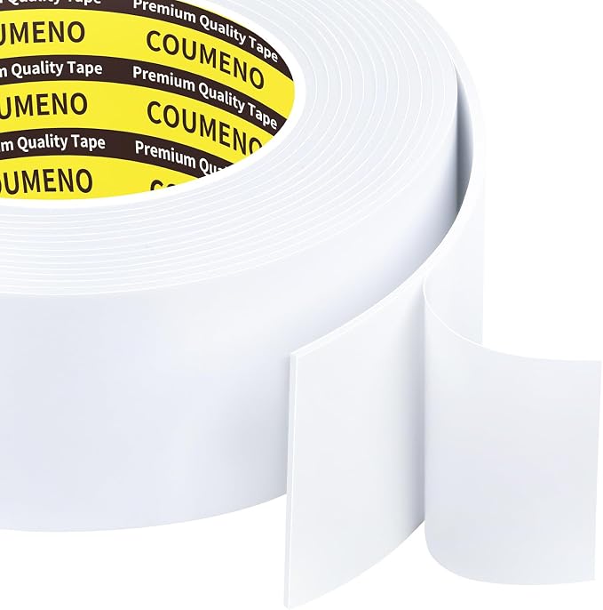 EVA Single Sided Adhesive White Foam Tape 1.2in x 16.4FT Sealing Strip Foam Pad by COUMENOAdhesivetape