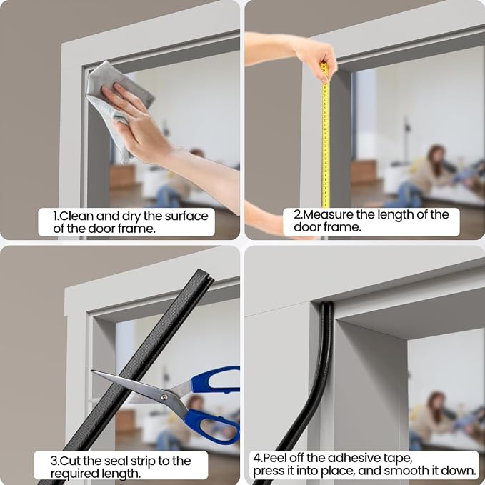 V Shape Foam Weather Stripping Door Frame Seal Strip 33FT Black, Draft Stopper - Image 9
