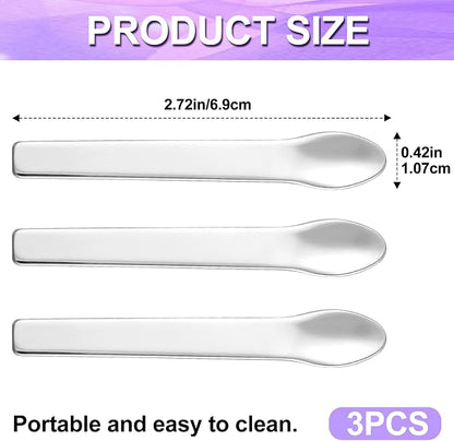 Pndeyo 3pcs Mini Stainless Steel Makeup Spatula, Reusable Cosmetic Cream - Image 2