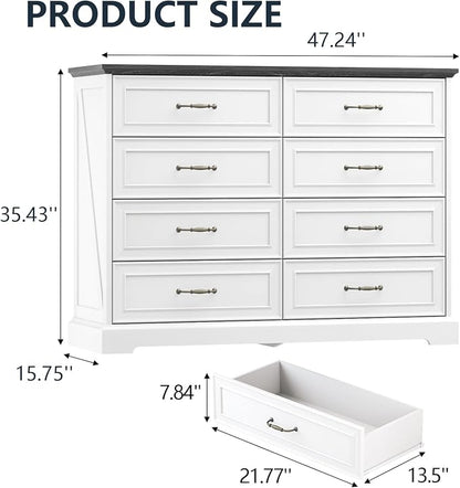 8 Drawer Dresser for Bedroom, Rustic Farmhouse Dresser - Image 2