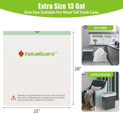 Large Trash Bags 13 Gallon Tall Drawstring 100% Post-Consumer Recycled Garbage - Image 3