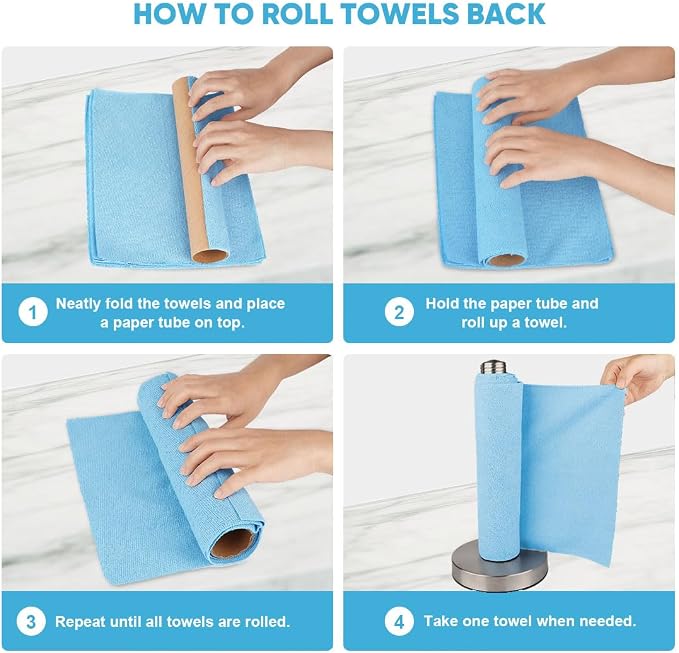 AIDEA Microfiber Cleaning Cloth Roll, Reusable Tear Away Paper Towels, - Image 7