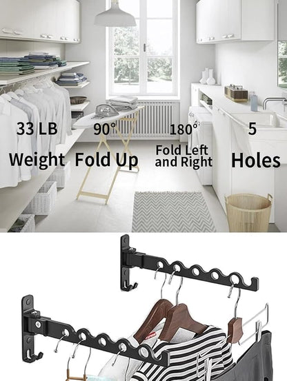 Dr.DJ Wall Hanger for Clothes, Coat Hanger Wall Mounted Matte Black Retractable - Image 6