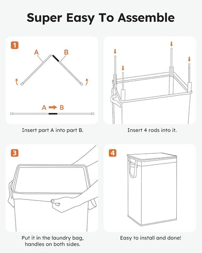 SOLEDI Laundry Hamper with Lid 90L Large & Tall Collapsible Laundry Basket, Clothes Hamper with Bag Removable Easy to Carry, Dirty Hampers for Bedroom, Bathroom, Dorm, College, Grey