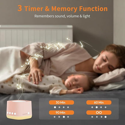 Portable White Noise Machine,Mini Sound Machine for Travel with Breathing Night Light,16 Soothing Sounds,Timer,Rechargeable Brown Noise Machines for Sleeping Adults Gift,Office Privacy,Home (Orange)