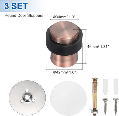 PATIKIL 3Set Round Door Stoppers, 46mm Stainless Steel Door Stop Doorstop Wedge - Image 2
