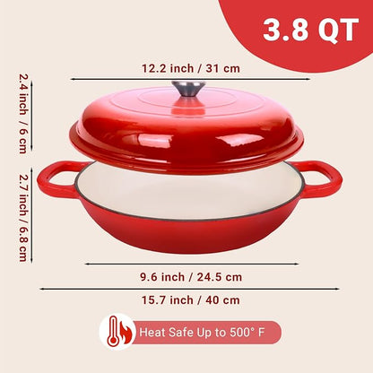 Enameled Cast Iron Dutch Oven, 3.8 Quart Dutch Oven Pot - Image 4