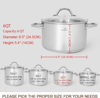 HOMICHEF Stock Pot 6 Quart Nickel Free Stainless Steel - 6 Qt Soup Pot - Small - Image 4