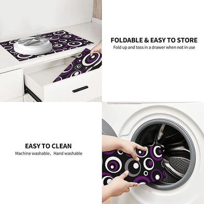 Purple Black White Geometric Circle Pattern Dish Drying Mat - Image 7